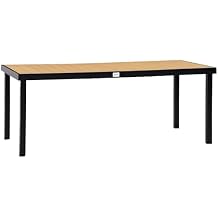 Outsunny 75" x 35" Outdoor Dining Table for 8 People, Rectangular Aluminum Frame Garden Table with All-Weather Faux Wood Top for Garden, Lawn, Patio, Natural