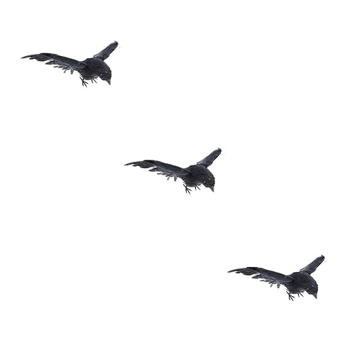 Corbeau artificiel Halloween RLKHXBS lot de 3 oiseaux noirs décoratifs pour bonsaï et mariage