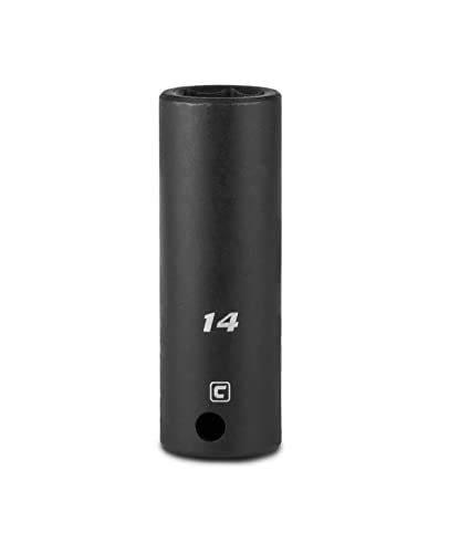 Image of Capri Tools 3 /8 in. Drive 14 mm 6-Point Metric Deep Impact Socket, black (5-3214)