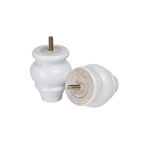 4Pcs Wood Sofa Legs Turned White Furniture Legs Wooden Furniture Feet 3.54" Tall Replacement Solid Wood Furniture Legs Dresser Legs Sofa Cabinet Couch #TOP2