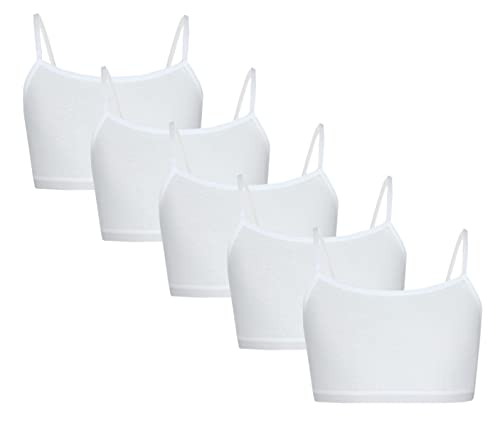 TupTam Mädchen Bustier mit Spaghettiträger 5er Pack, Farbe: Weiß, Größe: 146-152