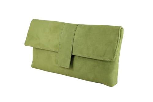 Grand sac à bandoulière imitation daim vert menthe LONI Fab