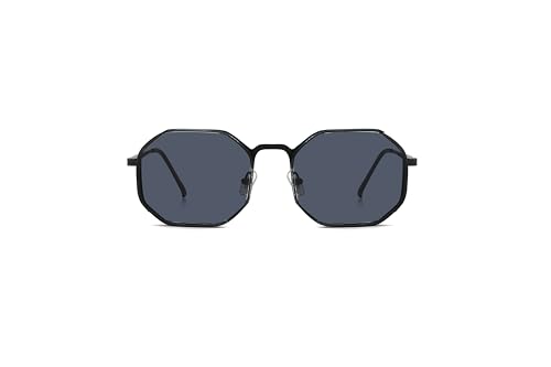 Technigadgets Liev Cats Eye Semi-Rimless Sunglasses Polygon Retro Metal Frame Eyeglasses For Men Women Outdoor Fashion Eyewear UV Protection Mens Womens Gift Black/Black4