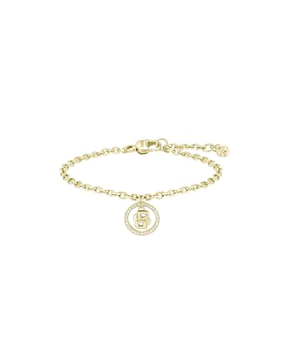 BOSS Brazalete con colgante para mujer Jewelry en acero inoxidable con baño iónico de oro amarillo adornado con cristales, 1580807