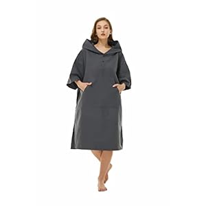Surf poncho voor dames en heren, badponcho omtrekhulp voor volwassenen, microvezel, strandponcho met capuchon, sneldrogende badjas, douche-poncho voor surfen, zwemmen, kamperen, sport en zwemmen