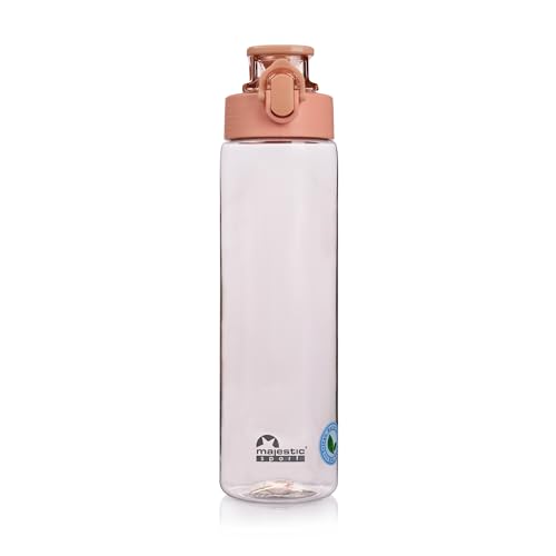 Majestic Sport Okosei Clear Trinkflasche 750ml, Wasserflasche BPA-Frei, Tritan, gym flasche, Sportflasche für Fahrrad, Outdoor, Fitness, Leicht, Stoßfest, Wiederverwendbar, Rosa.