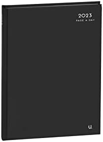 iTrend A5 Page a Day Including Half Page Weekend Diary - Lined Diary with Thick Paper - 2023 Diary Full Year Weekly Planner - Hard Back Cover & Ribbon - for Home School Office (Black)