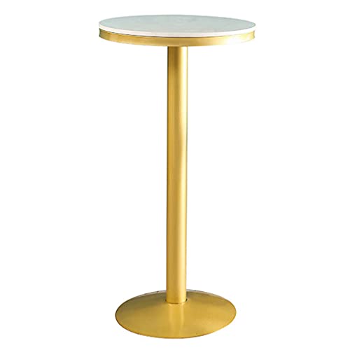 Mesa de bar con marco de metal duradero y parte superior redonda de mármol para uso en cocina o club