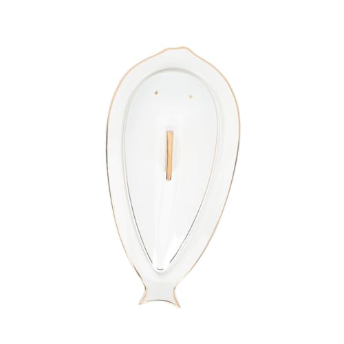 BIUDECO Assiette de Service Céramique Créative pour Poisson avec Couvercle Plat de Présentation Multifonction pour Restaurant Fête et Usage Domestique Résistante et Facile à Nettoyer