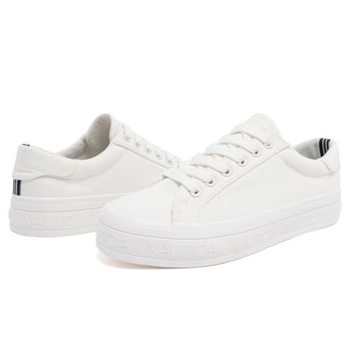 Image of Nautica Platform Sneakers for Womens Fashion Trendy Shoes White Casual Sneaker Thick Sole Everyday Walking Shoes