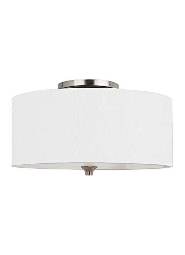 Sea Gull Lighting 75952-962 Stirling Two-Light Ceiling Flush Mount Ceiling Light Fixture, Brushed Nickel Finish