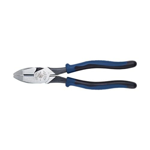 Klein Tools J213-9NE Side Cutter Linemans Pliers, Made in USA, High Leverage, 9-Inch, Streamlined Design, Color Coded