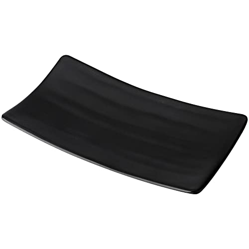 Plato para sushi rectangular de plástico negro miniatura 1
