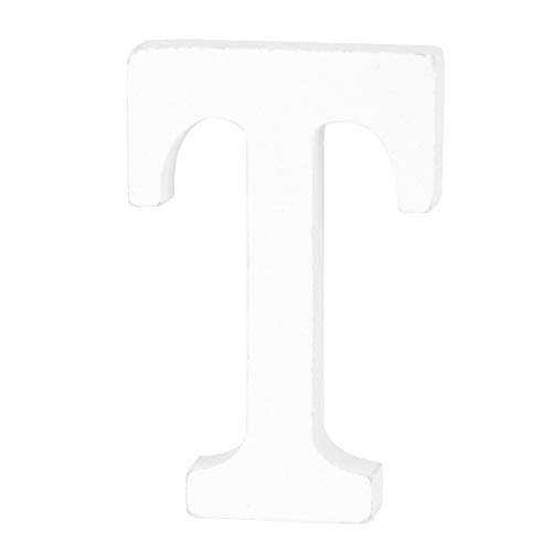 TOYANDONA Letra de madera blanca artesanal de pie alfabeto de madera t marquesina signo de letra para cumpleaños de boda escritorio para el hogar decoración de bricolaje 8 cm