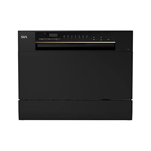 Table Top Dishwasher In Black, 6 Places 6 Programmes LED Display 24 Hour Delay Start W55 x D50 x H43.8cm - SIA TTD6K Cover
