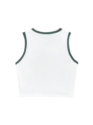 Image of SHENHE Girl's Letter Print Cropped Tank Top Sleeveless Contrast Binding Crop Tops
