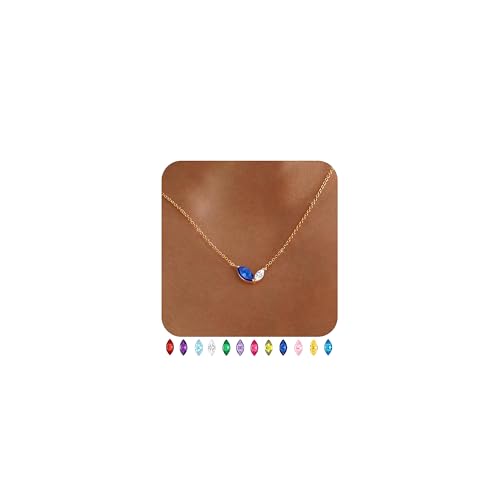 Dainty Gold Birthstone Necklaces for Wom…