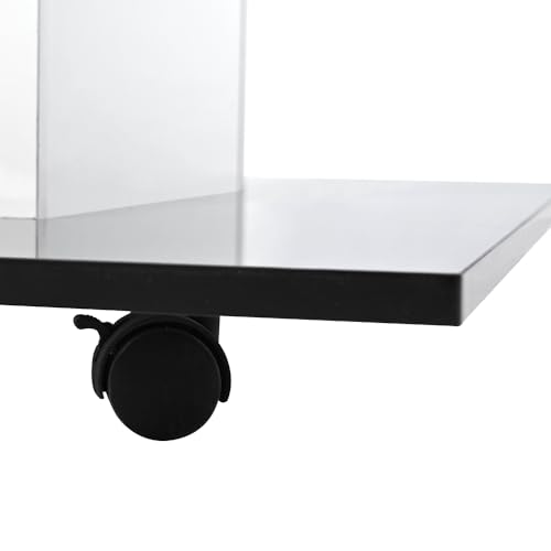 Table basse en verre brillant mobile avec roulettes pour salon moderne - 6