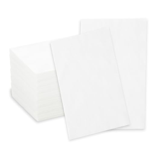 Disposable Bathroom Napkins, 100 Pcs White Guest Paper Napkins, 2-Ply Decorative Paper Hand Towels for Home Kitchen Weddings Dinner Bridal Shower Back to School Halloween Thanksgiving Party Supplies