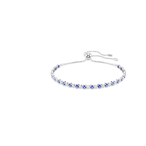 Swarovski Matrix Tennis bracelet, Mixed round cuts, Blue, Rhodium finish