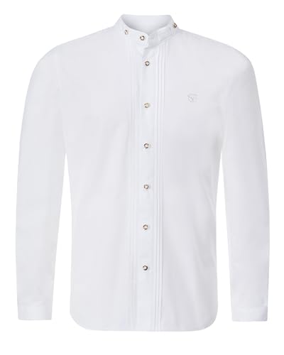 Stockerpoint Herren Trachtenhemd Leon I Größe S-5XL I Herrenhemd im klassischen Trachtenlook mit Knöpfen in Hornoptik & Stehkragen I Atmungsaktiv & bequem I Perfekt für Tracht & Festlichkeiten