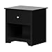 South Shore Vito 1-Drawer Nightstand, Black with Matte Nickel Handles