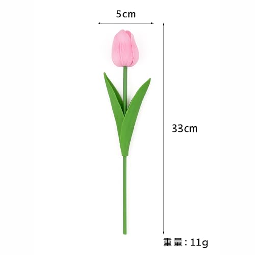 Image of Pink Olive Pink Tulip Artificial Flower | Natural Feel Soft Touch | PU Material | Washable Fade Resistant | Floral Decor for Home Office Living Room Modern Interior Styling (1)