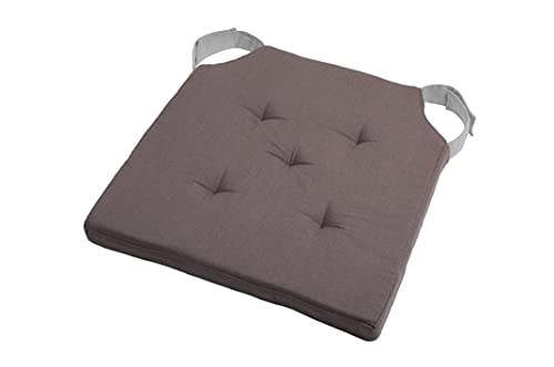 Stof - Galette de Chaise - Taille 38x38 cm - 100% Coton - Couleur Gris - Modèle Duo - Qualité Exceptionnelle - Confortable et Élégant - Facile d'entretien