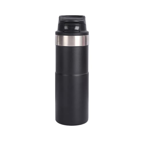 FLONAVTEX 500ml Classic Trigger Action Travel Coffee Mug 16OZ Double Wall Cup Insulated Sports Portable Bottle(Black)