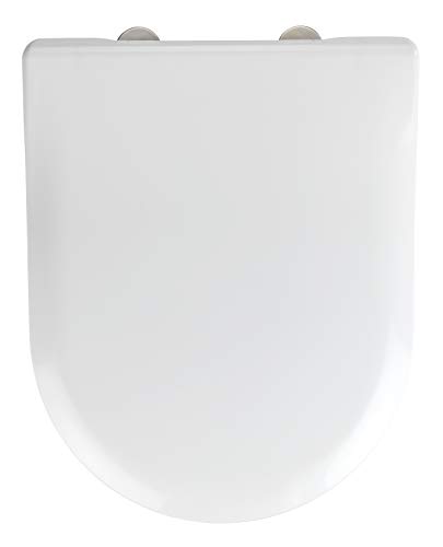 WENKO WC-Sitz Exclusive Nr. 5, Toilettensitz mit Absenkautomatik, passend für Villeroy & Boch Subway 2.0 Slim und handelsübliche Keramiken, WC-Deckel aus antibakteriellem Duroplast, 37 x 46 cm, Weiß