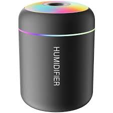 Mini Air Humidifier with RGB Lights, 180ML USB Essential Oil Diffuser, For Cars Home Bedrooms (Black)