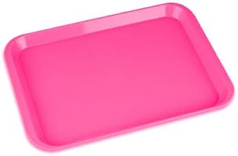 5 Pcs Dental Autoclavable Procedure Set Up Flat Tray Medical Instrument Set Up Flat Tray Size F - 9 5/8 W x 6 5/8 D x 7/8 Neon Pink