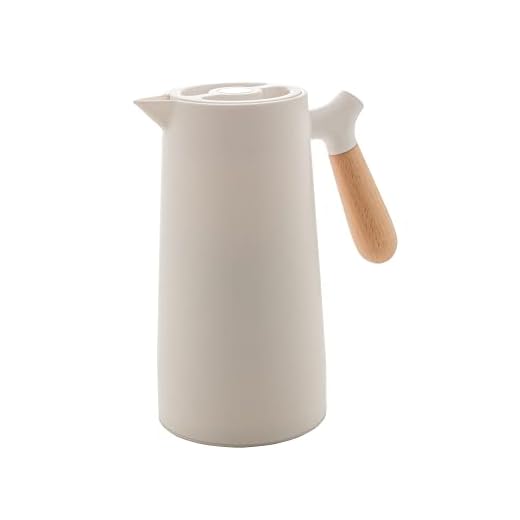 WOLFF Garrafa Térmica de Plástico com Cabo de Madeira New Nórdica 1L Branca - Mesa Posta - Itens Para Casa - Utensílios de Cozinha - Perfeita Para Café e Chá