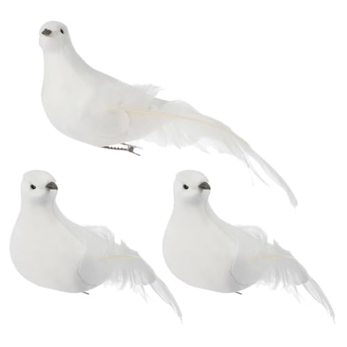 ORFOFE Pájaros Decorativos Artificiales Plumas – Set de 3 Palomas de Simulación para Guirnaldas y Fotografía en Bodas y Celebraciones