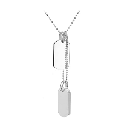 Image of Tuscany Silver Men's Sterling Silver Double Dog Tag on Adjustable Ball Chain of 46cm/18' Engraving