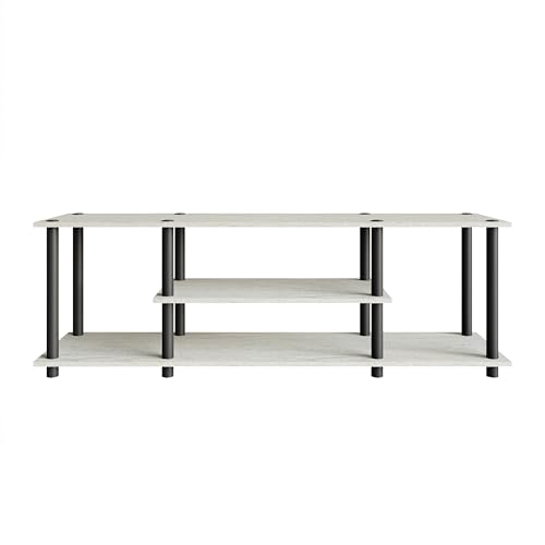 47 Inch Modern TV Stand with Storage Cabinets & Cable Management, Entertainment Center for TVs Up to 55 Inches, Wood Media Console with Adjustable Shelves,Light Grey