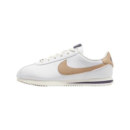 Nike Cortez Big Kids' Shoes (DM0950-110, White/Dark Raisin/Pale Ivory/Hemp)