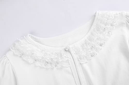 Zhuannian Girls Bolero Shrug 3/4 Sleeve Cardigan Lace Beaded Dress Cover Up(6-7Years,Ivory) #TOP2