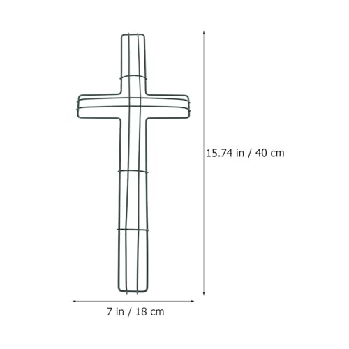 Housoutil Cross Wreath Frame, Green Iron Wreath Frames 16 Inch, DIY Cross Shaped Floral Arranging Rack for Garden Religious Wedding Church DIY Craft Project Indoor Outdoor Holiday Hanging Decorations