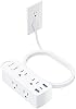Regleta de enchufe plano Olcorife con cable de extensión de 5 pies, 6 tomas y 3 puertos USB (1 USB C), extensor de tomas de 3 lados para hogar, oficina, viajes y dormitorios, blanco 2