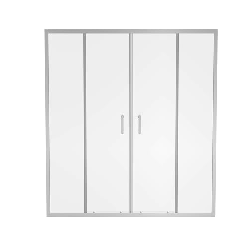 Aquariss 1600x1900mm Sliding Double Shower Enclosure for Wetroom Cubicle with 6mm Easy Clean Glass Shower Screen Door Chrome