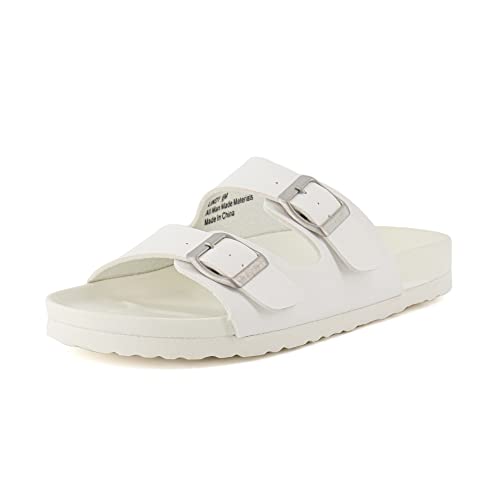 CUSHIONAIRE Lindy Water-Resistant Womens Sandals with Adjustable Double Buckle Straps-Lightweight Soft Footbed Slides for Women