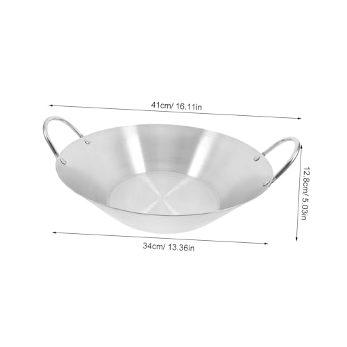 Wok de acero inoxidable Cabilock con doble asa y fondo plano miniatura 2