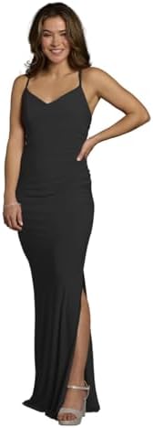 David's Bridal Jersey Cowl Neck Cross Back Sheath Dress, Women's Size L, Black