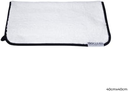 ISOCLEAN Makeup Brush Microfibre Cleaning Cloth Towel - 1200GSM - Cosmetic Sponge Towel for MUA Absorbent and Super Soft Lint Free Drying Machine Washable High-Density - 40 x 40cm - Pack Of 1 - White