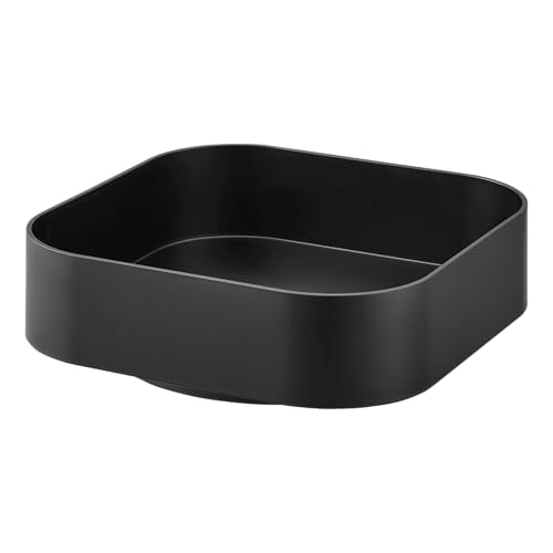 Yamazaki 2199 TOWER Rotating Storage Tray, black, ABS Resin/Silicone, 20 x 20 x 6.3 cm