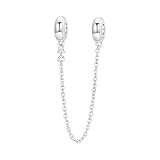 PANPOKI Cadena de seguridad con colgante de plata de ley 925 con circonitas cúbicas, diseño de infinito para pulseras de abalorios, evita que las perlas se caigan, regalo minimalista, Universal
