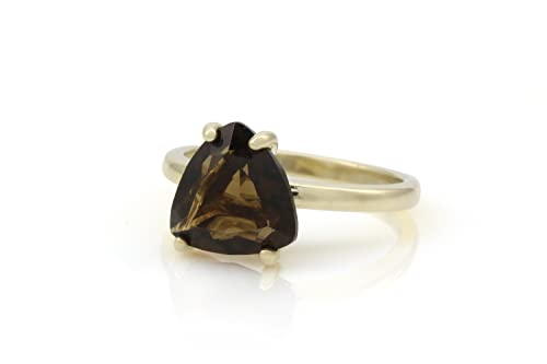Bague en quartz brun or 14k Anemone artisanale haut de gamme pour femme
