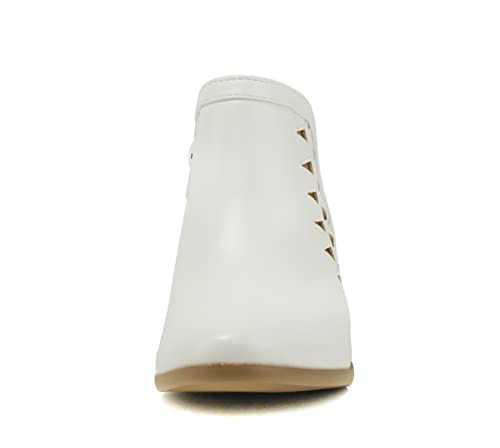 Image of Soda CHANCE Womens Perforated Cut Out Stacked Block Heel Ankle Booties (Wide Fit Available)