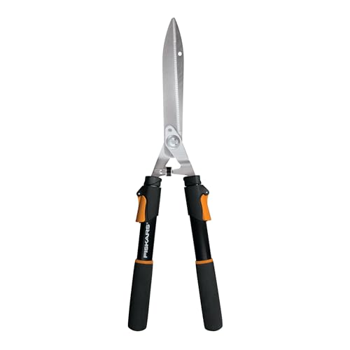 Fiskars Power-Lever Hedge Shears – 25″-33″ Extendable Handle – Plant Cutting Scissors – Yard and Garden Tools – Orange/Black